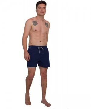 Trunks Men's Swim Trunks Beach Shorts Quick Dry Bathing Suits with Pockets/Mesh Lining - Navy - CJ195S9U538