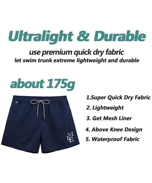 Trunks Men's Swim Trunks Beach Shorts Quick Dry Bathing Suits with Pockets/Mesh Lining - Navy - CJ195S9U538