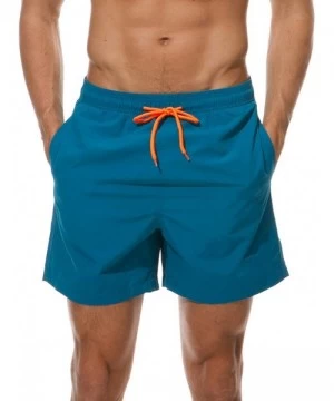 Trunks Mens Swimwear Swimsuits Swim Trunks Quick Dry Beach Shorts with Mesh Lining - Peacok Blue - CS18D9DD95Y