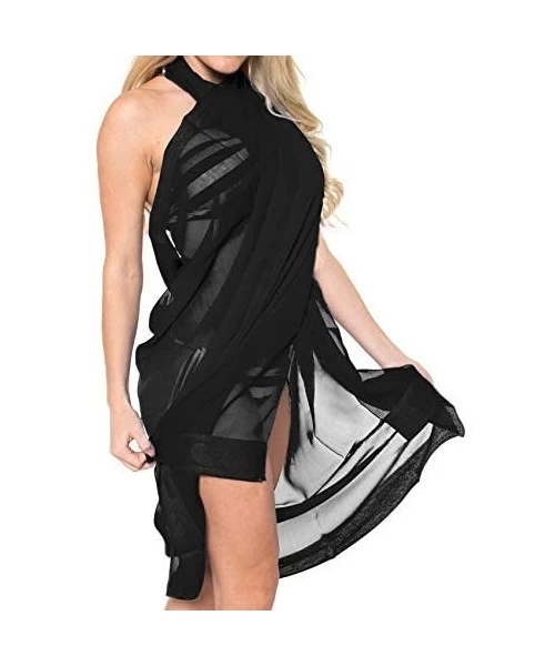 Cover-Ups Women's Plus Size Boho Sarong Swimsuit Cover Ups Beach Wrap Full Long A - Halloween Black_s500 - CC110GKLJMJ