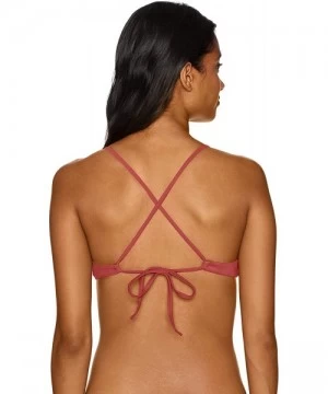 Tops Women's Solid Cross Back Bikini Top - Bordeaux - CZ18I032GDQ