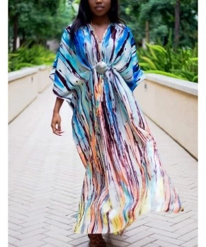 Cover-Ups Robe Kaftan Bikini Swimwear Cover Up Casual Long Beach Maxi Dress for Women - Print 9 - CH18AOE2UW5