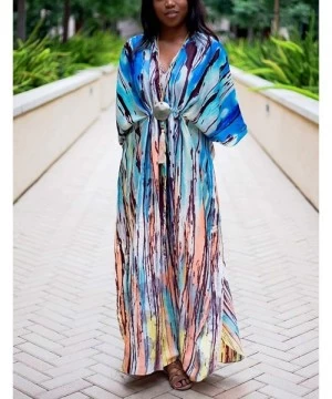 Cover-Ups Robe Kaftan Bikini Swimwear Cover Up Casual Long Beach Maxi Dress for Women - Print 9 - CH18AOE2UW5