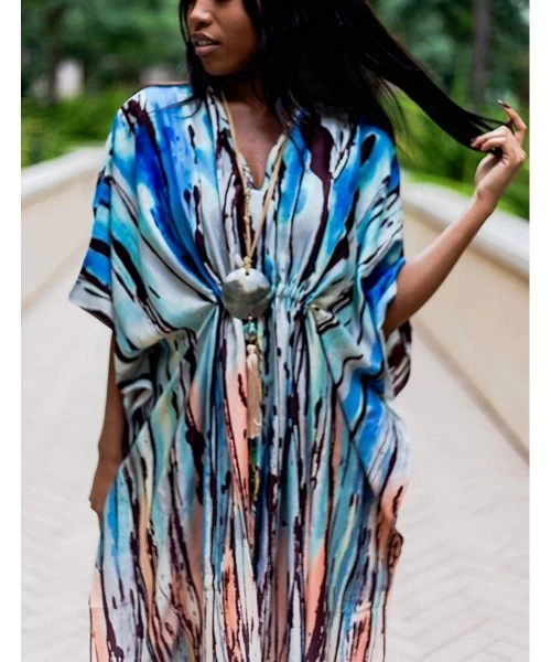 Cover-Ups Robe Kaftan Bikini Swimwear Cover Up Casual Long Beach Maxi Dress for Women - Print 9 - CH18AOE2UW5