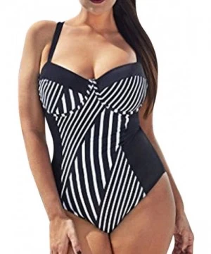 One-Pieces Women Bikini Set Plus Size Women Monokini One Piece Swimsuit Push Up Bikini Swimwear Beachwear (XL Black) Black - ...