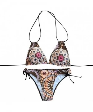 Sets Women Floral Print Bikini Set Swimming Two Piece Swimsuits Swimwear Beach Suit - Brown - C918UCHG2W2