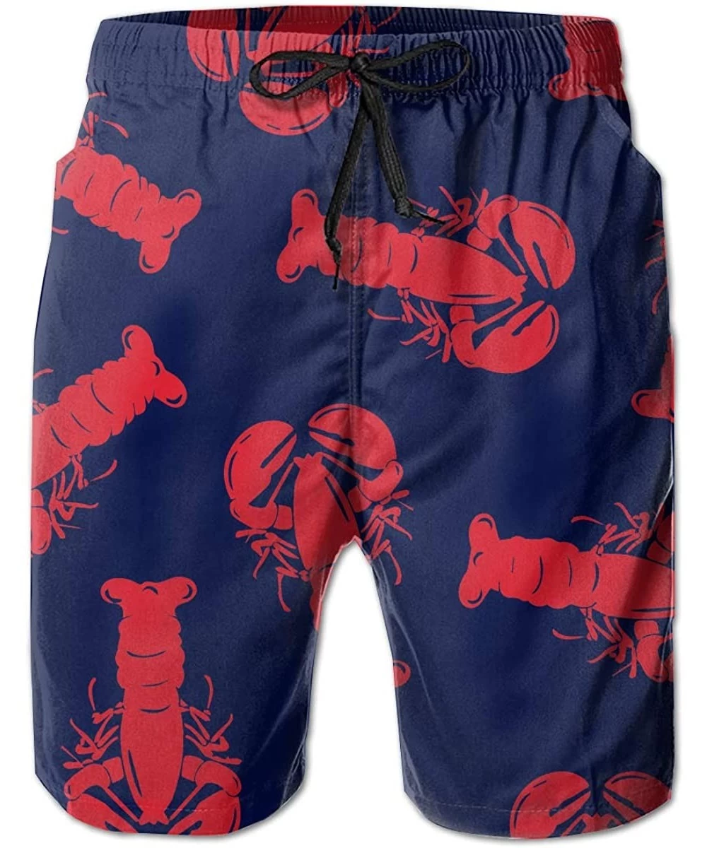 Board Shorts Extreme Comfort Swim Trunks Big &Tall Half Pants for Men Boy Fast Dry Sportwear - Boardshorts Red Lobster - CU18...