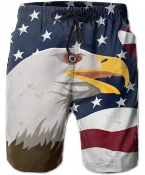 Board Shorts Men Wicking Swim Trunks Hot Pants for Fishing Workout - Vintage Patriotic United States Flag Bald Eagle 9 - CG19...