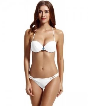 Sets Women's Diamond Push up Bandeau Bikini Bathing Suit - White - CY125K1RFOT