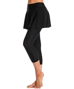 Bottoms Swim Skirt with Leggings Women UV Protection Skirted Swimming Leggings Pants - Black - CQ18SLY8QQG