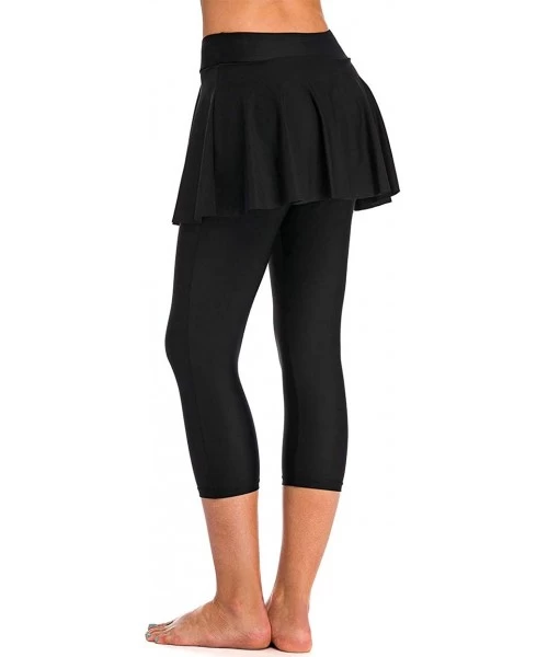 Bottoms Swim Skirt with Leggings Women UV Protection Skirted Swimming Leggings Pants - Black - CQ18SLY8QQG