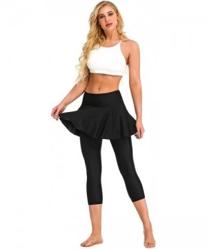 Bottoms Swim Skirt with Leggings Women UV Protection Skirted Swimming Leggings Pants - Black - CQ18SLY8QQG