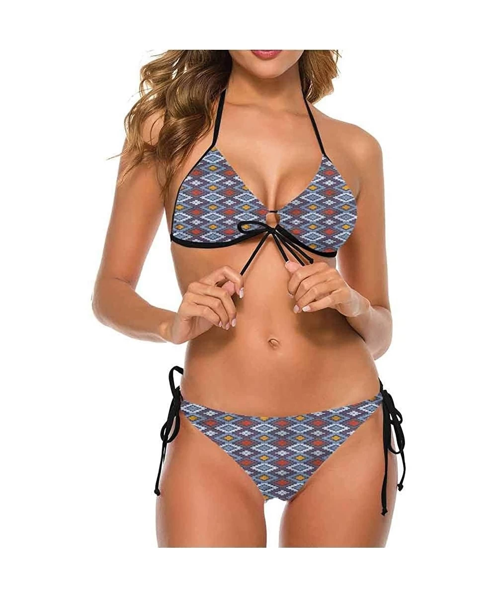 Tankinis Bikini Set Swimsuits Women's Light-Support String Hexagon Stripe Triangles - Multi 10 - CR190EYW7LW