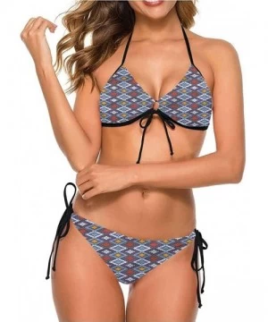 Tankinis Bikini Set Swimsuits Women's Light-Support String Hexagon Stripe Triangles - Multi 10 - CR190EYW7LW