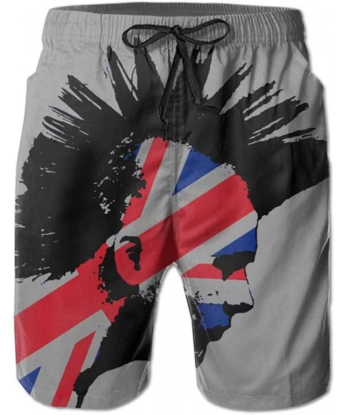 Trunks Mens Summer British Flag Punk Head Swim Trunk with Pocket - White - CL186ISEU0N