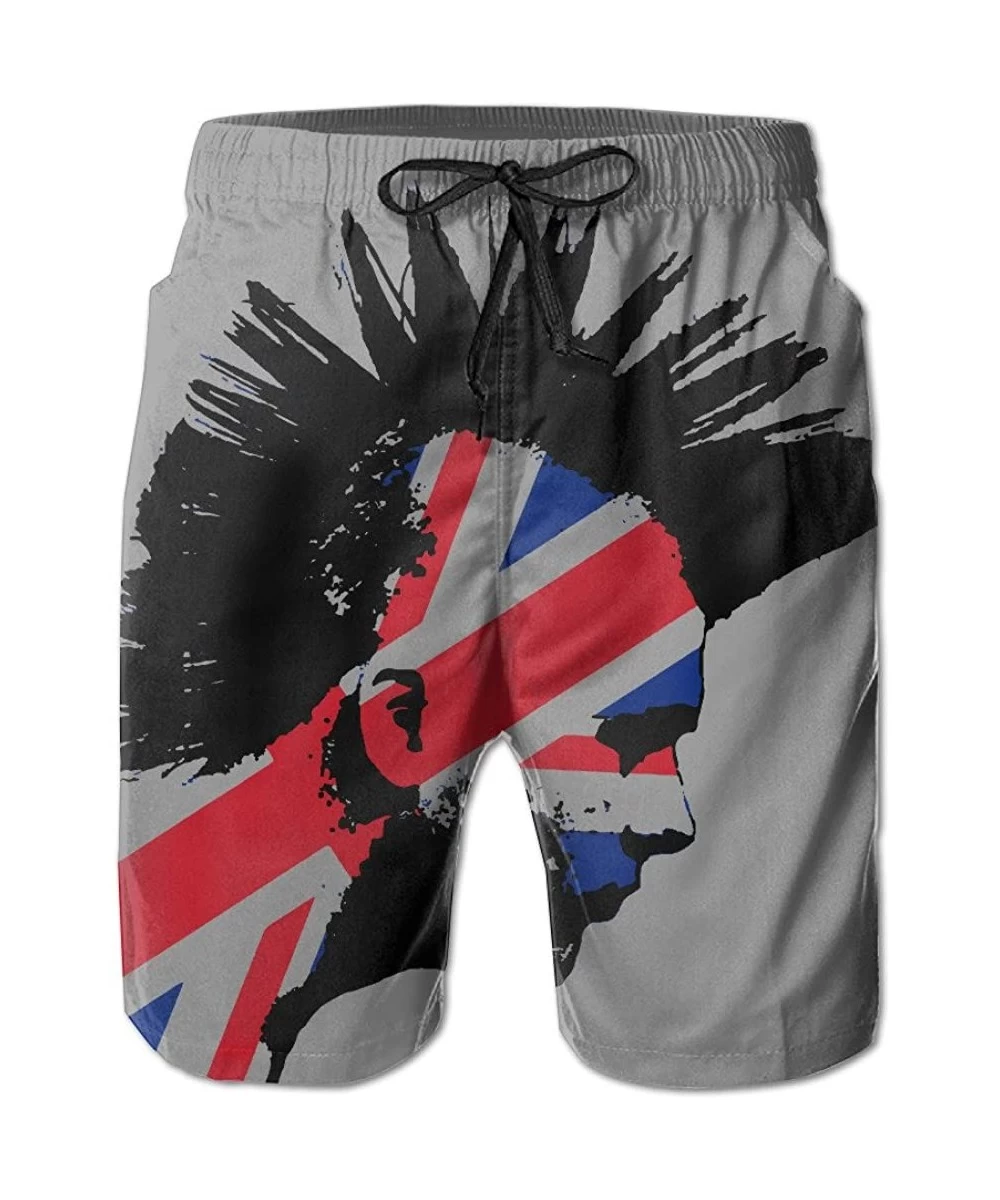 Trunks Mens Summer British Flag Punk Head Swim Trunk with Pocket - White - CL186ISEU0N