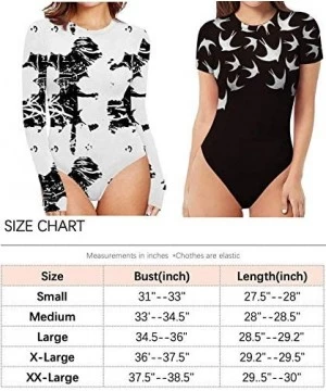 One-Pieces Women's Pattern Style Long Sleeve Tops Basic Round Collar Jumpsuits Bodysuit - Abstract Art - CH198D3EL2H