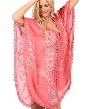 Cover-Ups Embroidered Beach Cover Up - Coral - CM12EUBR77F