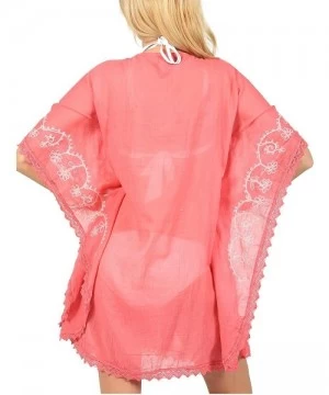 Cover-Ups Embroidered Beach Cover Up - Coral - CM12EUBR77F