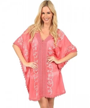 Cover-Ups Embroidered Beach Cover Up - Coral - CM12EUBR77F