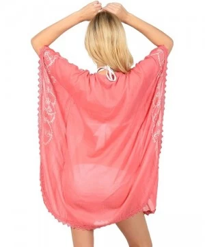 Cover-Ups Embroidered Beach Cover Up - Coral - CM12EUBR77F