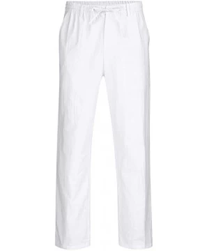 Board Shorts Men's Pants Casual Elastic Waist Loose-Fit Relaxed Straight-Legs Beach Trousers with Pockets - White - CX18U8YTNE4