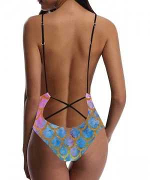 One-Pieces Cute Mermaid V-Neck Women Lacing Backless One-Piece Swimsuit Bathing Suit XS-3XL - Design 12 - CO18RYR2OM6