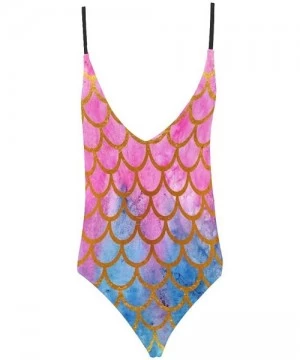 One-Pieces Cute Mermaid V-Neck Women Lacing Backless One-Piece Swimsuit Bathing Suit XS-3XL - Design 12 - CO18RYR2OM6