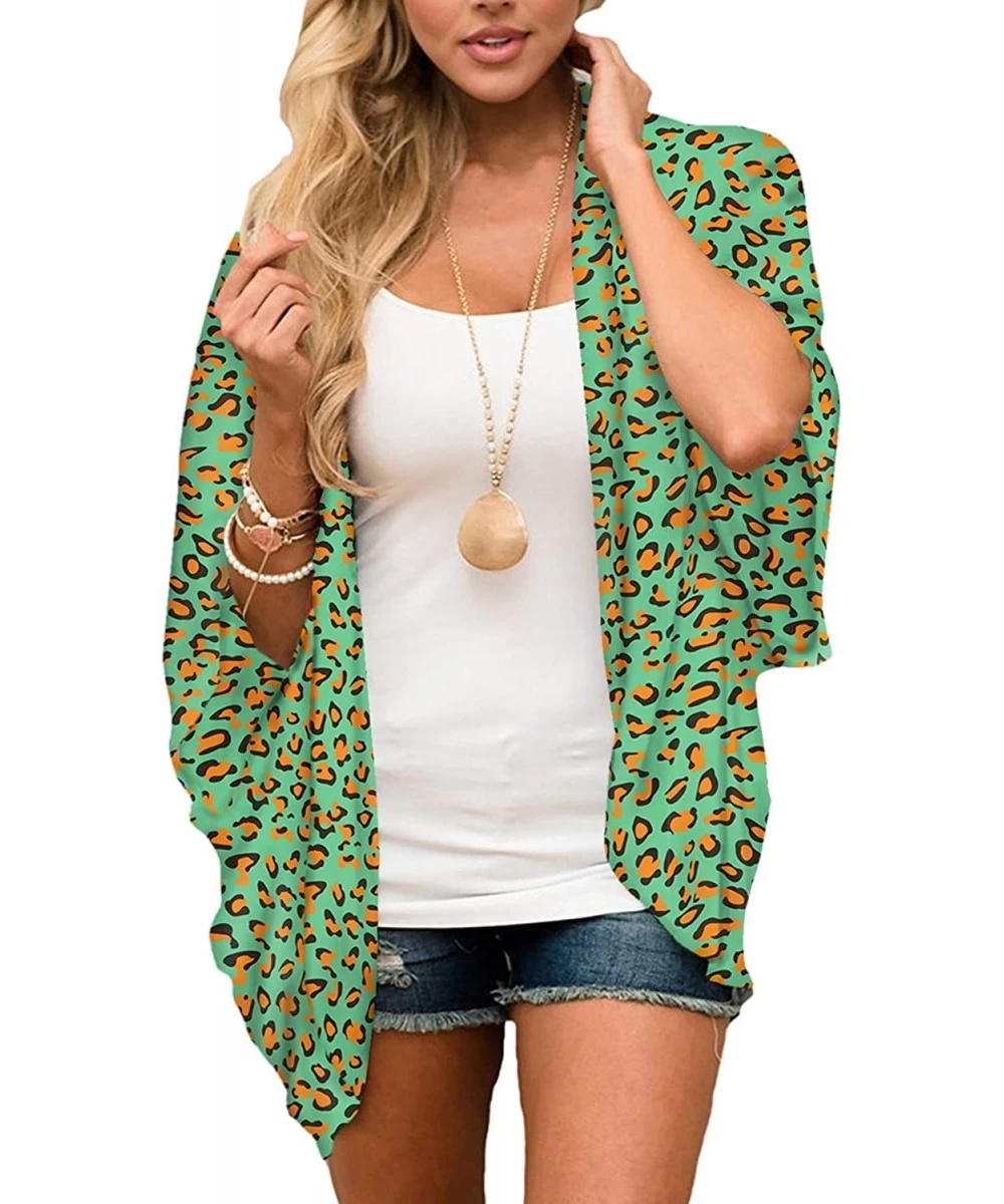 Cover-Ups Women's Fashion Floral Print Kimono Cardigan Long Tops Loose Cover Ups - S75 - CX193G7SCGU