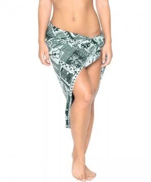 Cover-Ups Women's Beach Cover Up Bikini Sarong Swimsuit Wrap Skirts Solid Plain B - Summer Green_q261 - CB125TUW46F