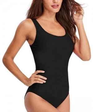 Racing Women's Athletic One Piece Swimsuits Racing Training Sports Bathing Suit Color Block Swimwear - Black - C718TK6IKEH