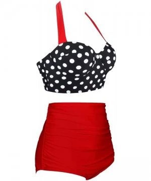 Racing Women Vintage Two Piece Swimsuits High Waisted Bathing Suits with Underwired Top - New Size-halter Polka Dot+red - C61...