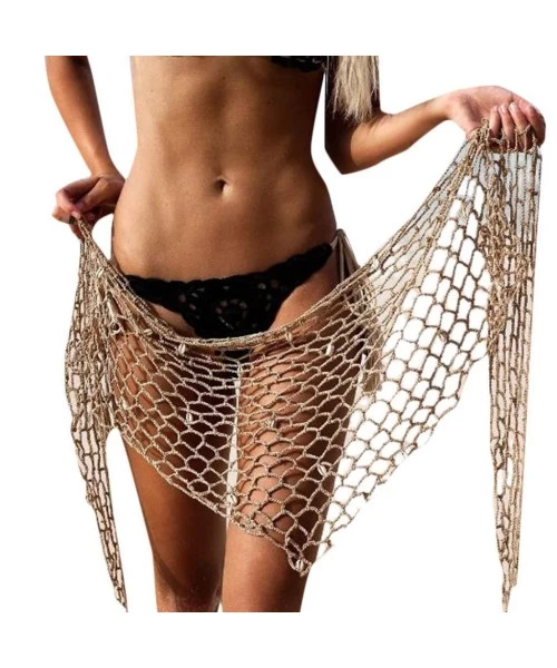 Cover-Ups Ladies Summer New Hand Hook Beach Shawl Sexy Fishnet Shell Sunscreen Beach Towel- Ladies Summer New Hand Hook Beach...