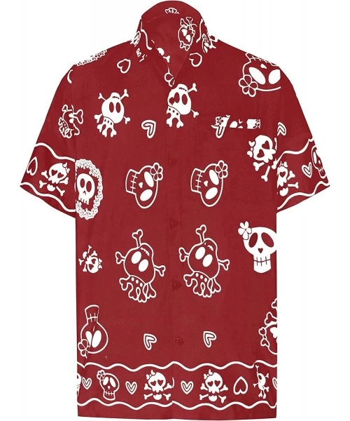 Cover-Ups Men's Skull Theme Party Front Pocket Short Sleeve Hawaiian Shirt Women Casual Dress Short Kimono Cardigan Work from...