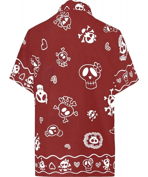 Cover-Ups Men's Skull Theme Party Front Pocket Short Sleeve Hawaiian Shirt Women Casual Dress Short Kimono Cardigan Work from...