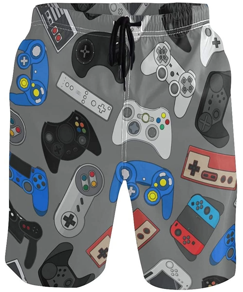 Trunks Men Swim Trunks Video Game Controller Gadgets Printed Quick Dry Suits with Pockets Mesh Lining - CI18SHIY5T9