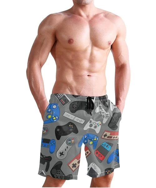 Trunks Men Swim Trunks Video Game Controller Gadgets Printed Quick Dry Suits with Pockets Mesh Lining - CI18SHIY5T9