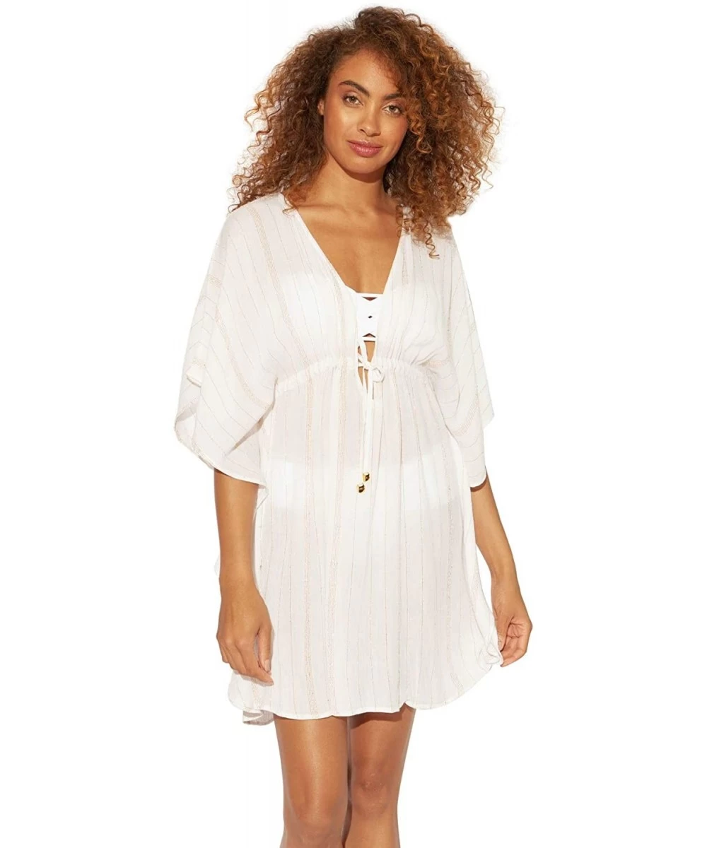 Cover-Ups Passage to India Caftan Cover-Up - White/Gold - CC18TSL2Y0M