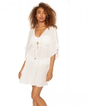 Cover-Ups Passage to India Caftan Cover-Up - White/Gold - CC18TSL2Y0M