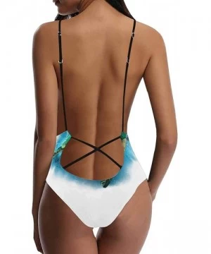 One-Pieces Sea Turtle Dolphin Sea Life V-Neck Women Lacing Backless One-Piece Swimsuit Bathing Suit XS-3XL - Design 7 - CL18S...