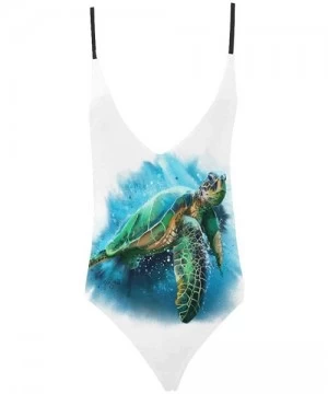 One-Pieces Sea Turtle Dolphin Sea Life V-Neck Women Lacing Backless One-Piece Swimsuit Bathing Suit XS-3XL - Design 7 - CL18S...