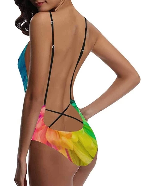 One-Pieces Tie Dye and Rainbow V-Neck Women Lacing Backless One-Piece Swimsuit Bathing Suit XS-3XL - Design 5 - CN18RAYG8CS