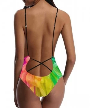 One-Pieces Tie Dye and Rainbow V-Neck Women Lacing Backless One-Piece Swimsuit Bathing Suit XS-3XL - Design 5 - CN18RAYG8CS