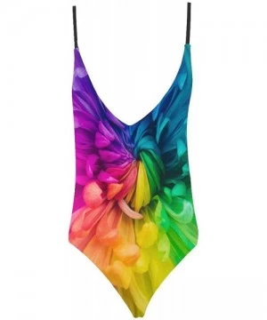 One-Pieces Tie Dye and Rainbow V-Neck Women Lacing Backless One-Piece Swimsuit Bathing Suit XS-3XL - Design 5 - CN18RAYG8CS