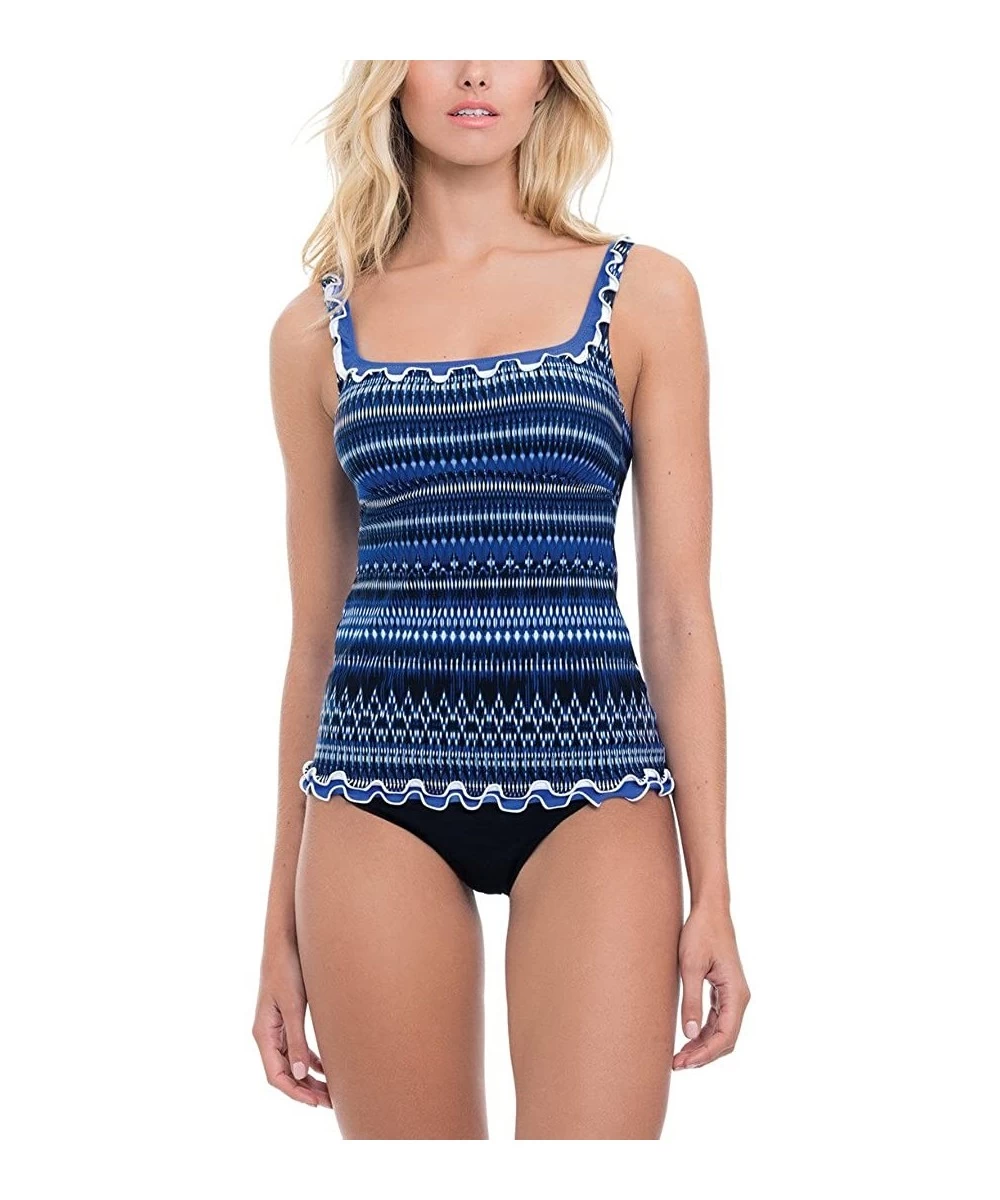 Tankinis Indigo Girl Patterned Tankini Top - Blue/Multi - C912NUMXU00