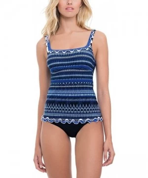 Tankinis Indigo Girl Patterned Tankini Top - Blue/Multi - C912NUMXU00