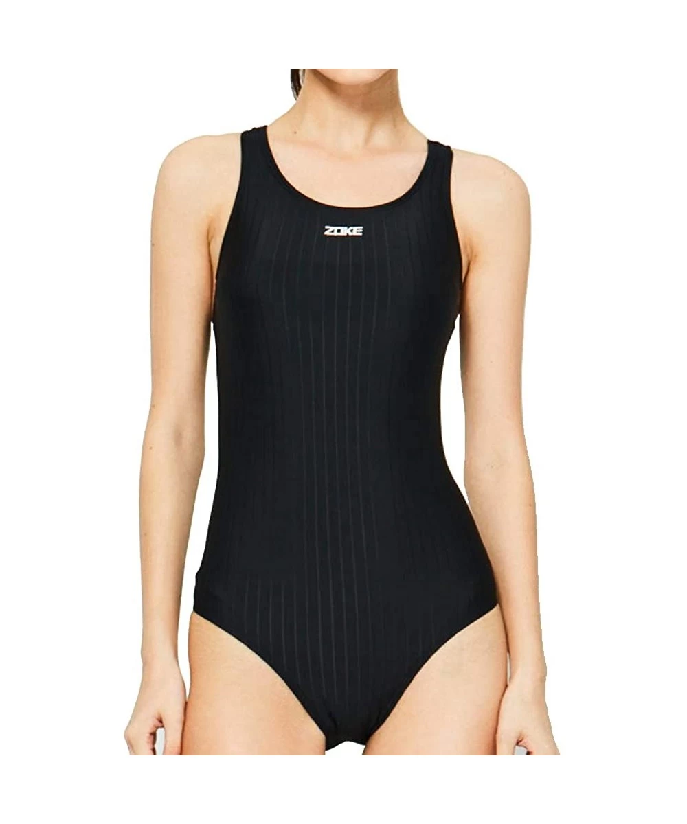 Racing Women's One Piece Swimsuit Sleeveless Swimwear Swimming Suit Sport Pro Training Bathing Suit - Black - CT18S9SY027