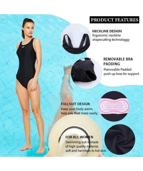 Racing Women's One Piece Swimsuit Sleeveless Swimwear Swimming Suit Sport Pro Training Bathing Suit - Black - CT18S9SY027