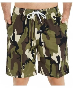 Board Shorts Mens Swim Trunks Long- Quick Dry Mens Boardshorts- 9 Inches Inseam Mens Bathing Suits with Mesh Lining - Camo Gr...