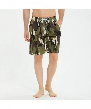 Board Shorts Mens Swim Trunks Long- Quick Dry Mens Boardshorts- 9 Inches Inseam Mens Bathing Suits with Mesh Lining - Camo Gr...